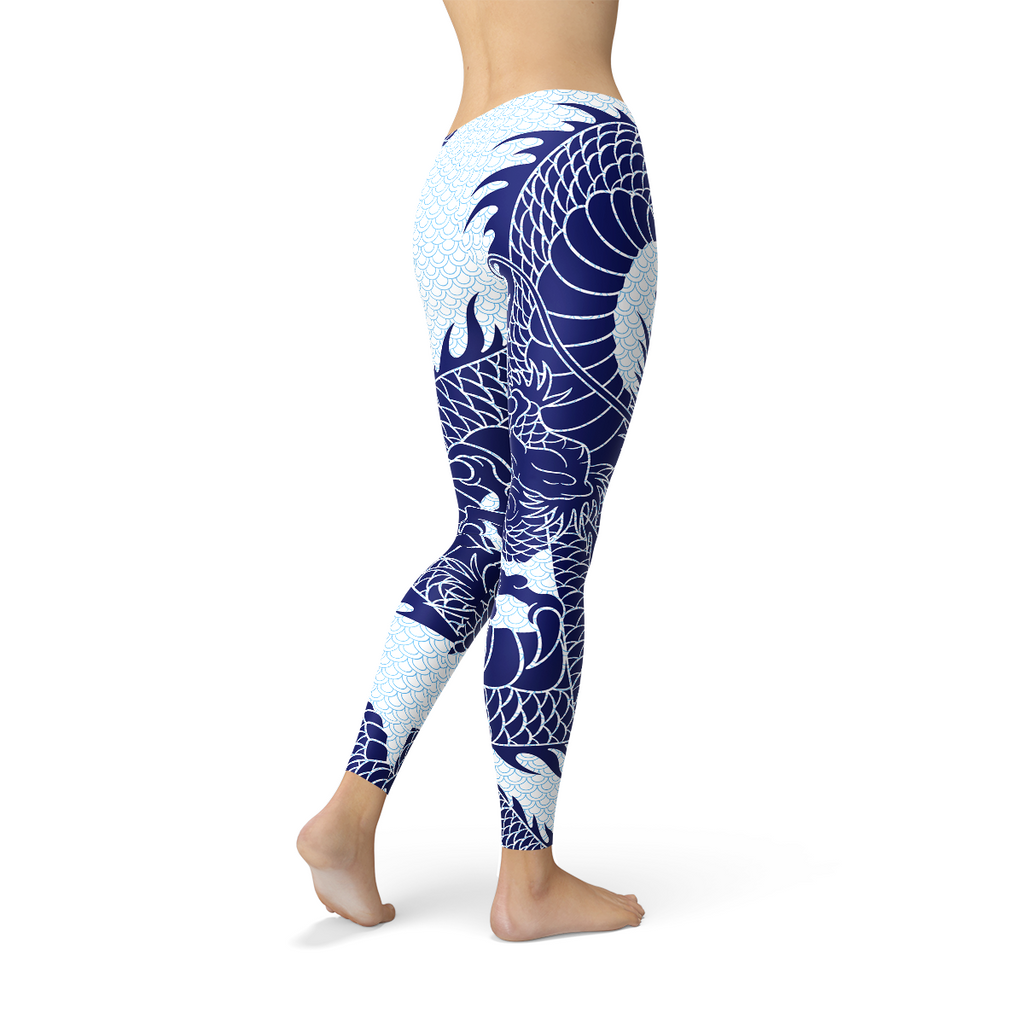 Womens Japanese Dragon Leggings by Maroon Sooty