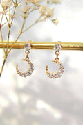 Moon Earrings - 24K Gold & Cubic Zirconia | Femstylo by Femstylo