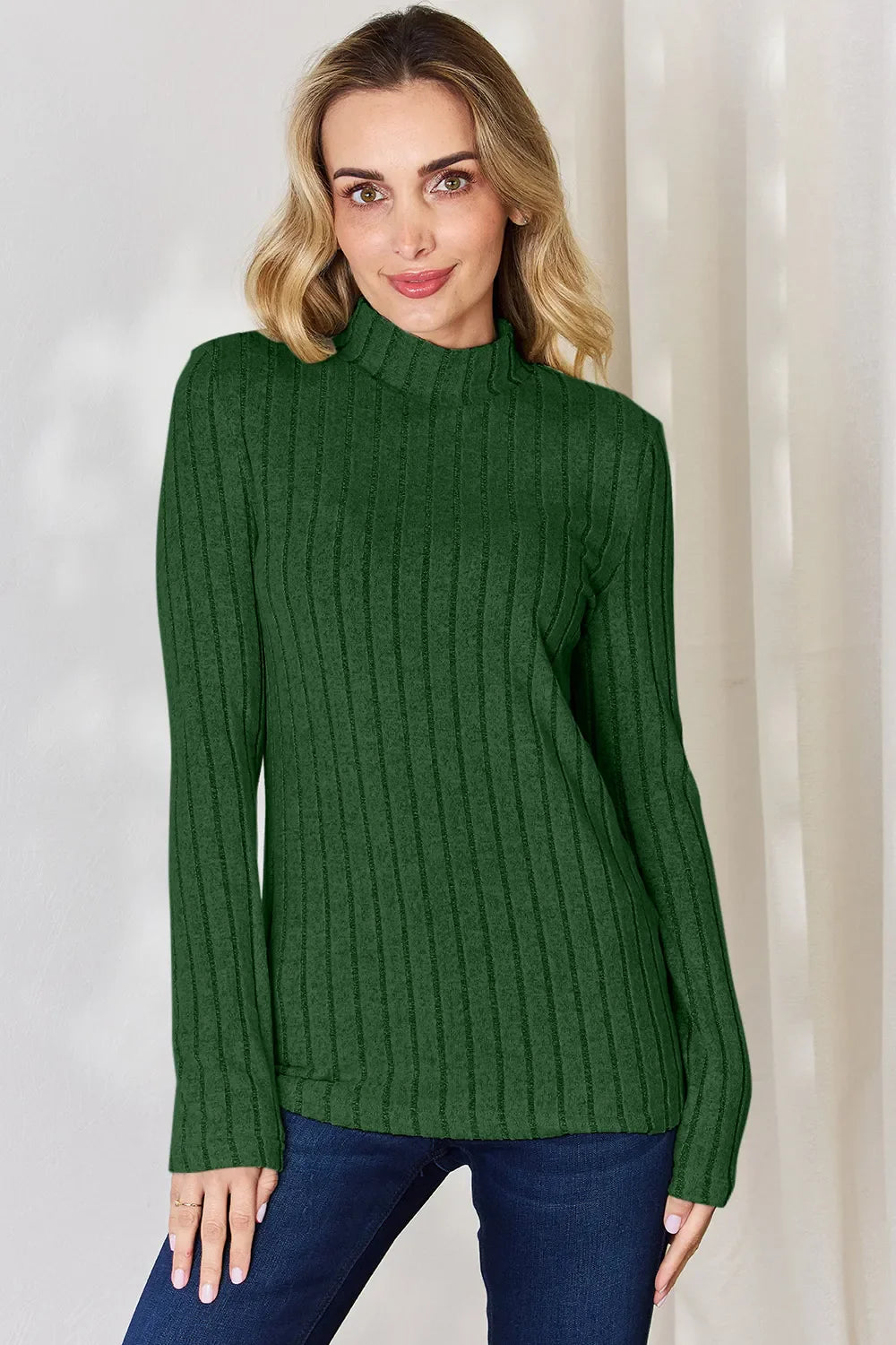 Basic Bae Full Size Ribbed Mock Neck Long Sleeve T-Shirt by Wild and Free Boutique
