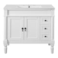 Bathroom Vanity With Ceramic Sink, 2 Doors 3 Drawers, Soft Close Design by Unique Piece Furniture
