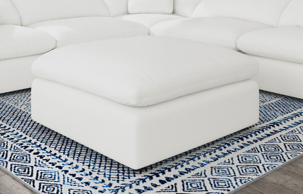 Raleigh Boucle Upholstered Ottoman Ivory by Unique Piece Furniture