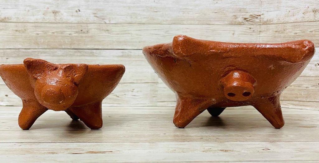 2x Authentic Mexican Pig Molcajetes 2  Molcajete Mexicanos de Barro en Forna de Marranito