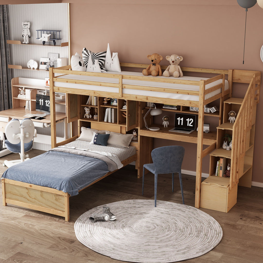 Loft Bed With Built In Desk And Staircase by Unique Piece Furniture