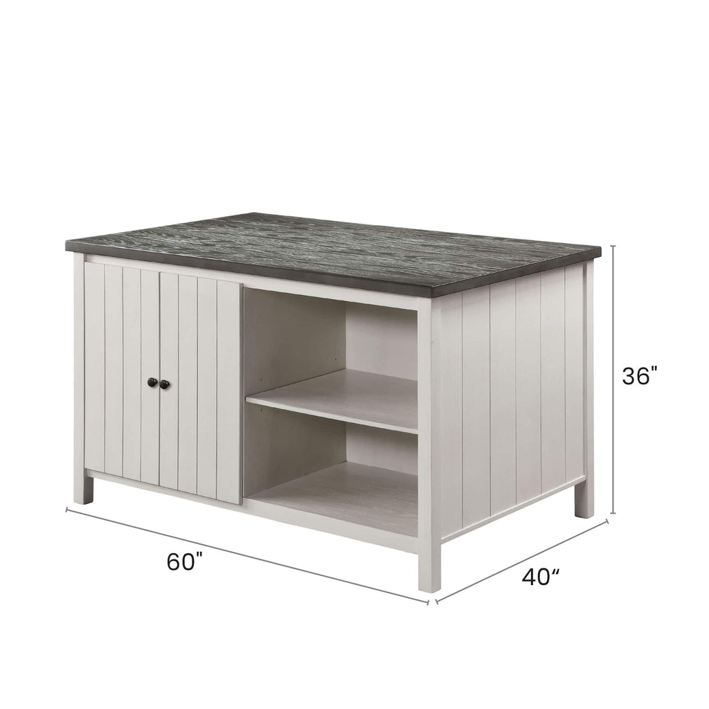 Counter Height Dining Table With Storage Cabinet Base - Dark Gray / Off White / Off White / Gray by Unique Piece Furniture