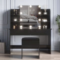 Black Vanity Set With 10 Lights For Bedroom Storage by ShipItFurniture