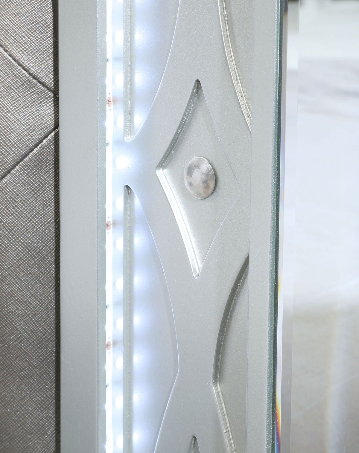 Gunnison Wood Queen LED Panel Bed Silver Metallic by Unique Piece Furniture