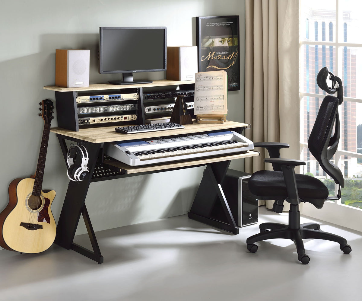 Eleazar - Music Recording Studio Desk - Natural Oak by Unique Piece Furniture