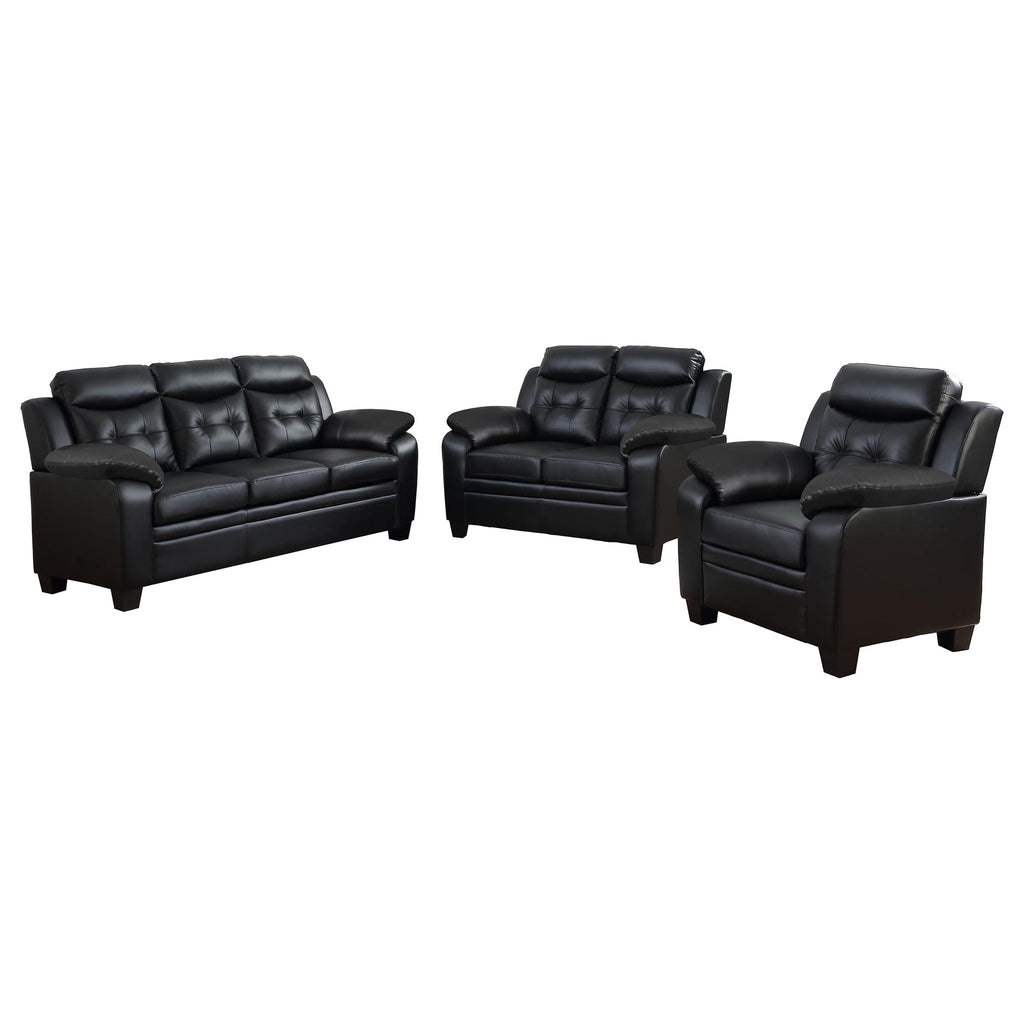 Finley 3-piece Upholstered Padded Arm Tufted Sofa Set Black by Unique Piece Furniture