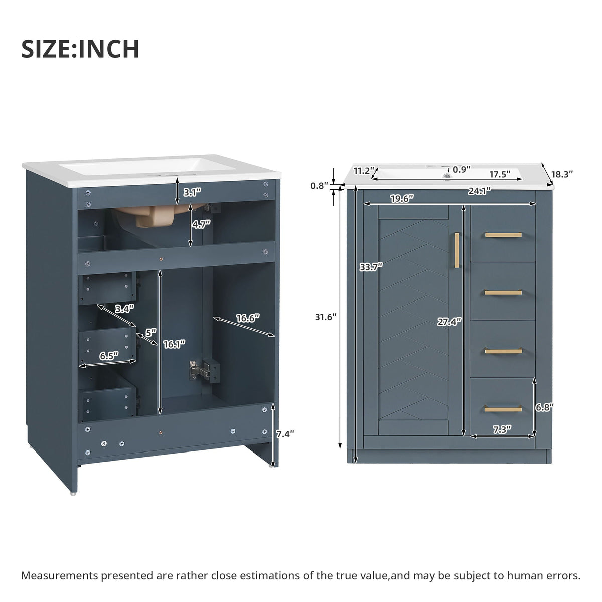 Modern Bathroom Vanity With 1 Door And 3 Drawers by Unique Piece Furniture