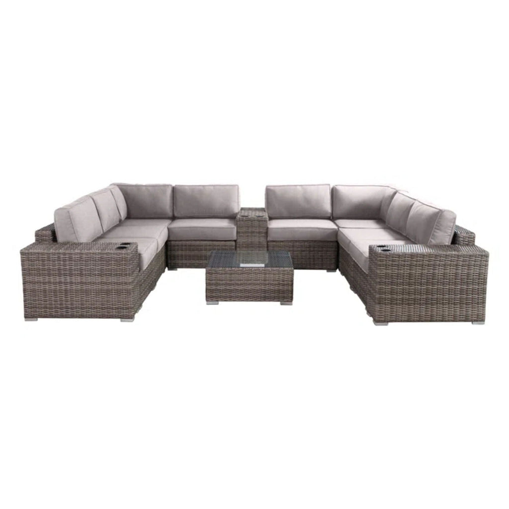 Modern Patio Rattan Sectional Set With Cushions by Unique Piece Furniture
