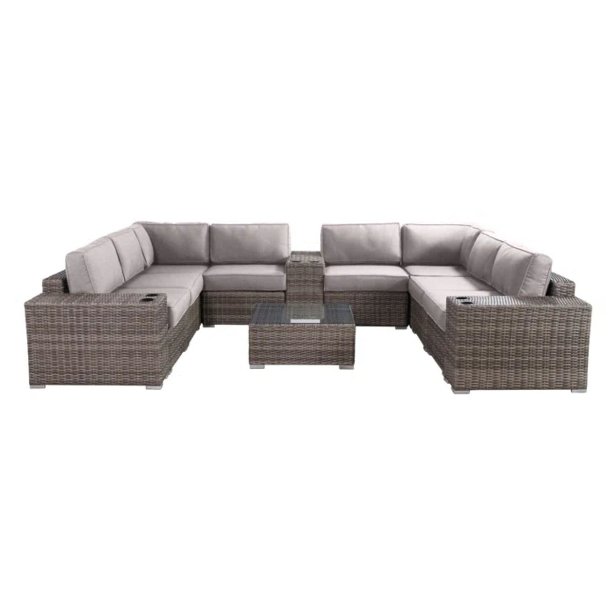 Modern Patio Rattan Sectional Set With Cushions by Unique Piece Furniture