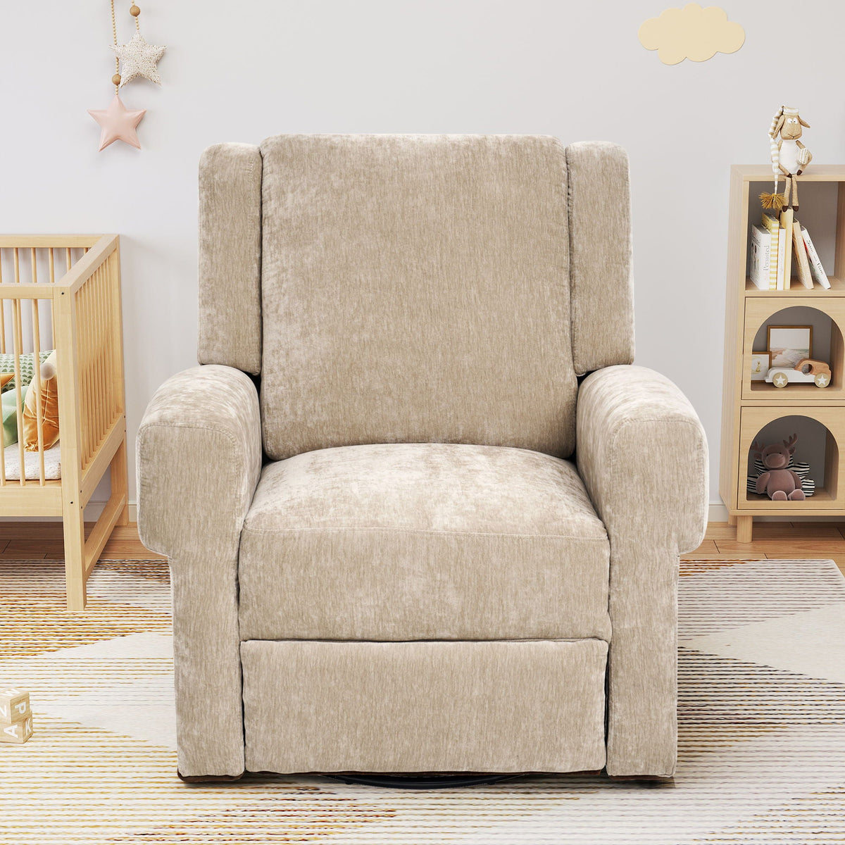 Manual Recliner Chair With Swivel Rocker Function, Dual Recline Angles by Unique Piece Furniture