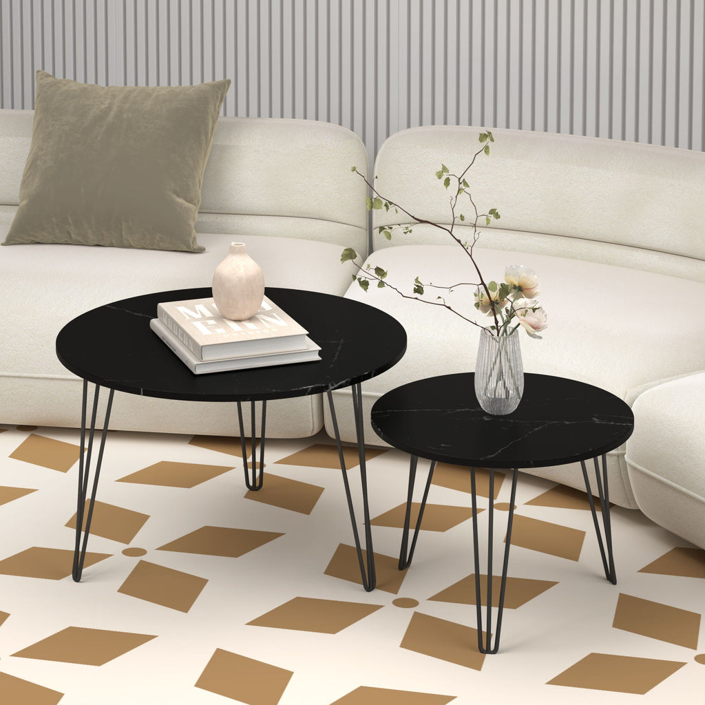 Round Nesting Coffee Table For Living Room (Set of 2) by Unique Piece Furniture