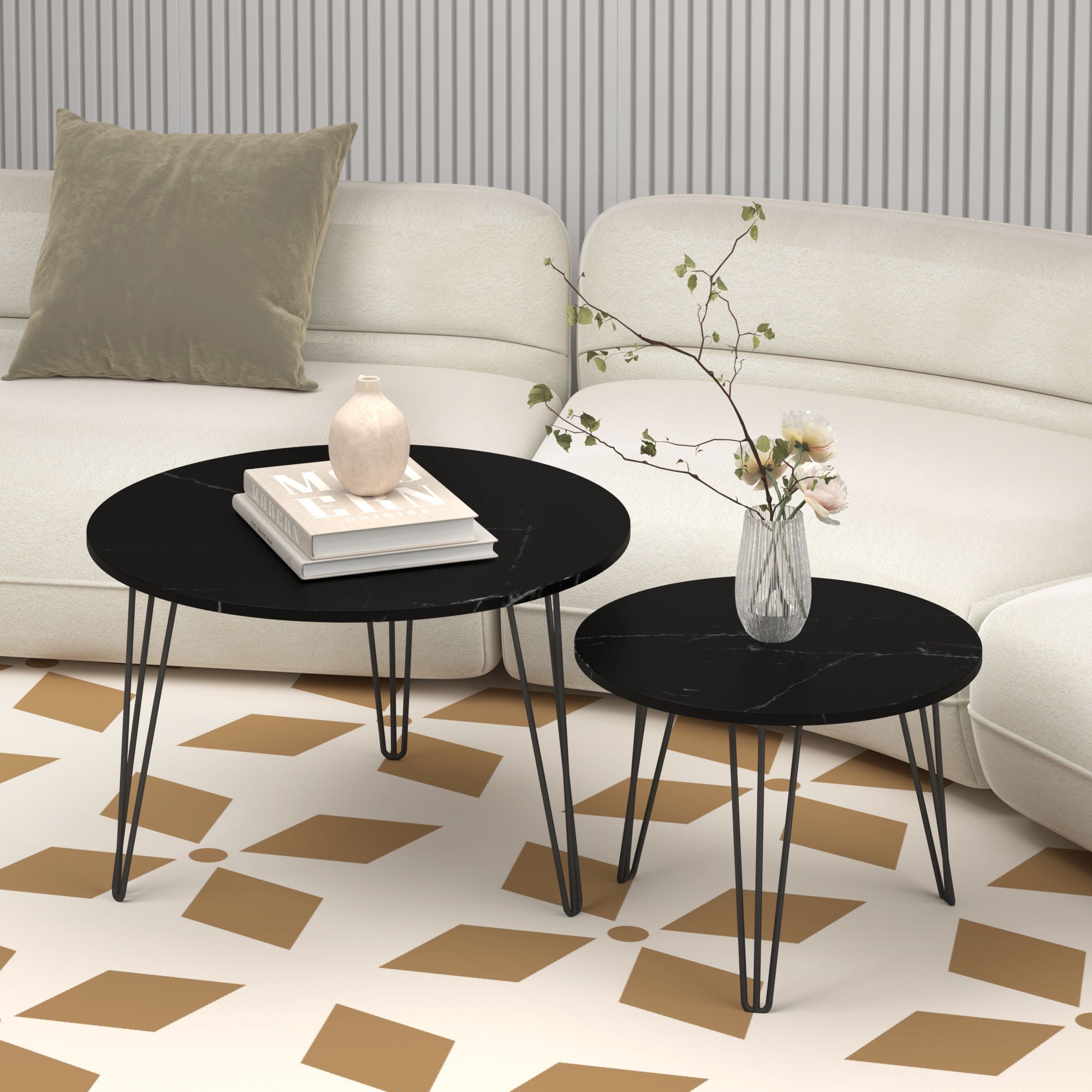 Round Nesting Coffee Table For Living Room (Set of 2) by Unique Piece Furniture