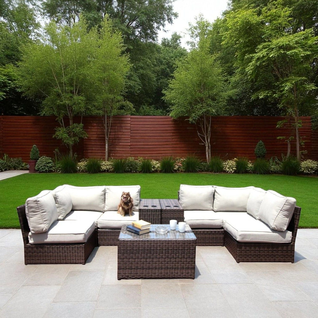 Comfortable Modern Patio Rattan Sectional Set With Cushions by Unique Piece Furniture