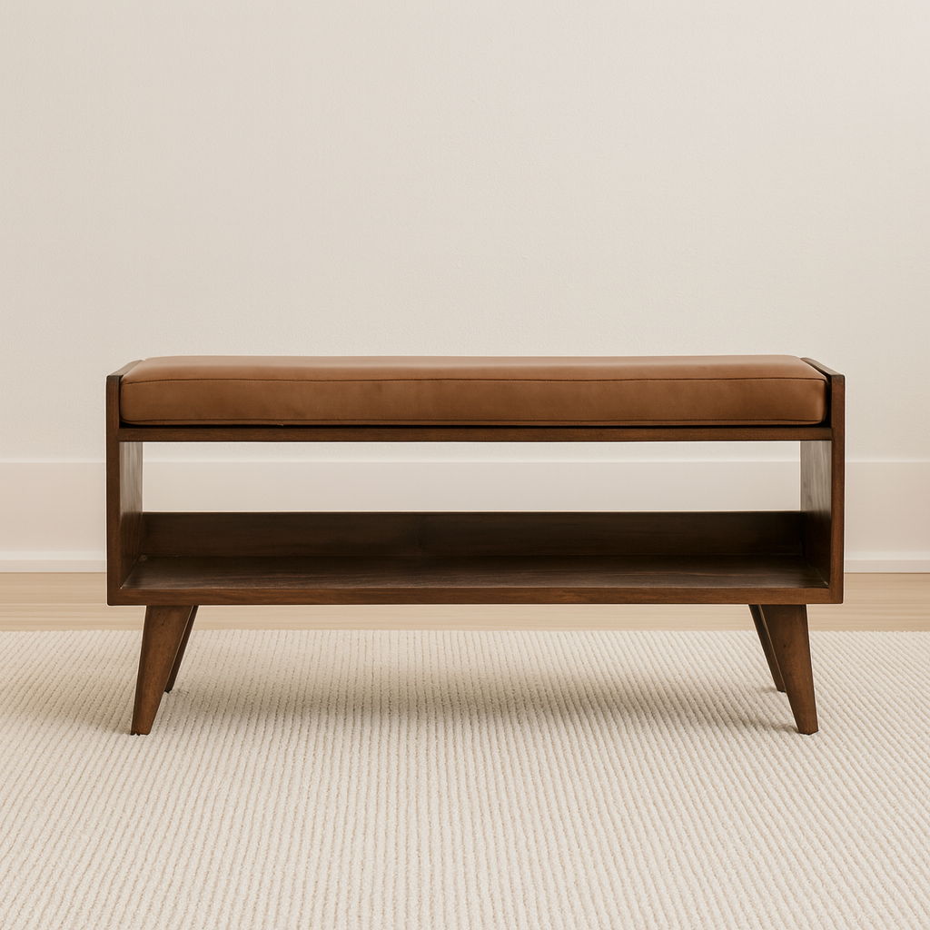 Solid Wood Bench With Upholstered Sea by Unique Piece Furniture