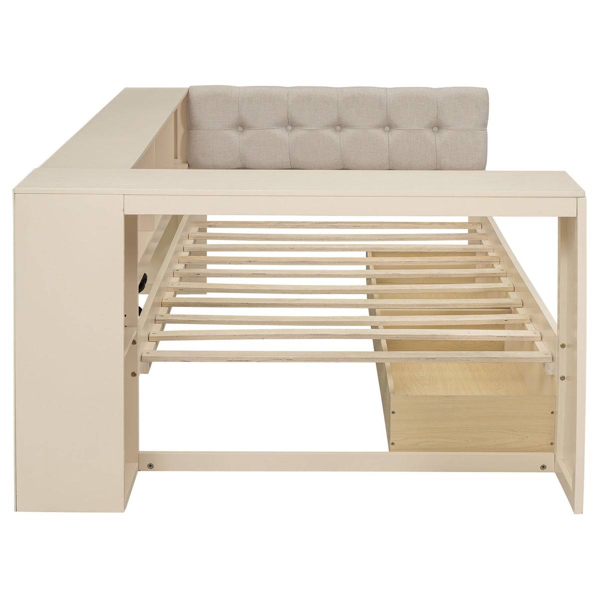 Upholstered Headboard Platform Bed With Storage Shelves, Drawers, Charging Station by Unique Piece Furniture
