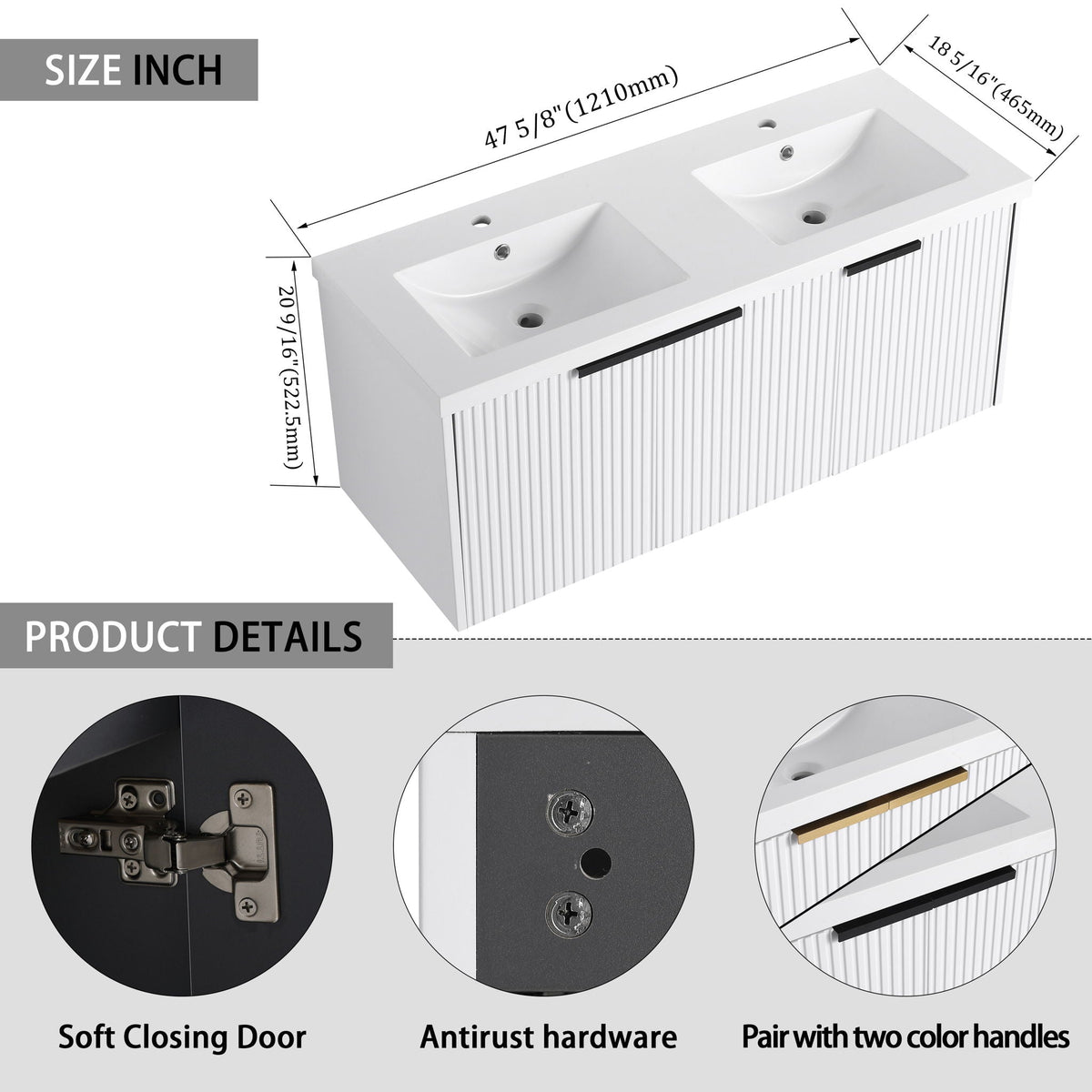 Contemporary Wall Mounted Bathroom Vanity With Resin Double Sink by Unique Piece Furniture
