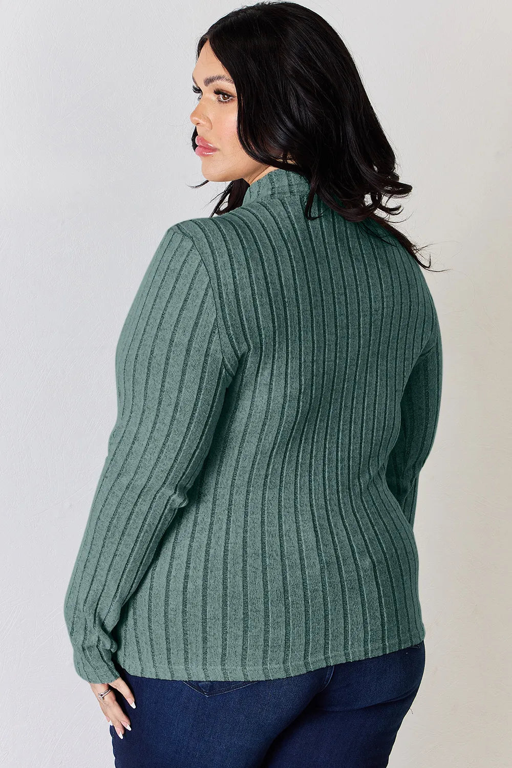 Basic Bae Full Size Ribbed Mock Neck Long Sleeve T-Shirt by Wild and Free Boutique