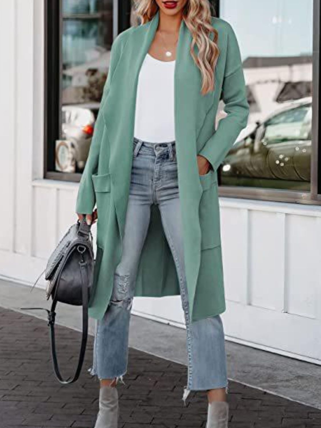 Open Front Dropped Shoulder Outerwear by Wild and Free Boutique