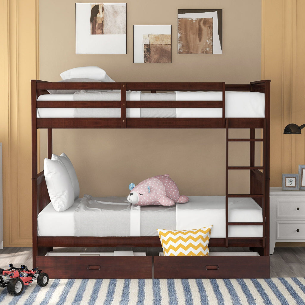 Bunk Bed With Ladders And 2 Storage Drawers by Unique Piece Furniture