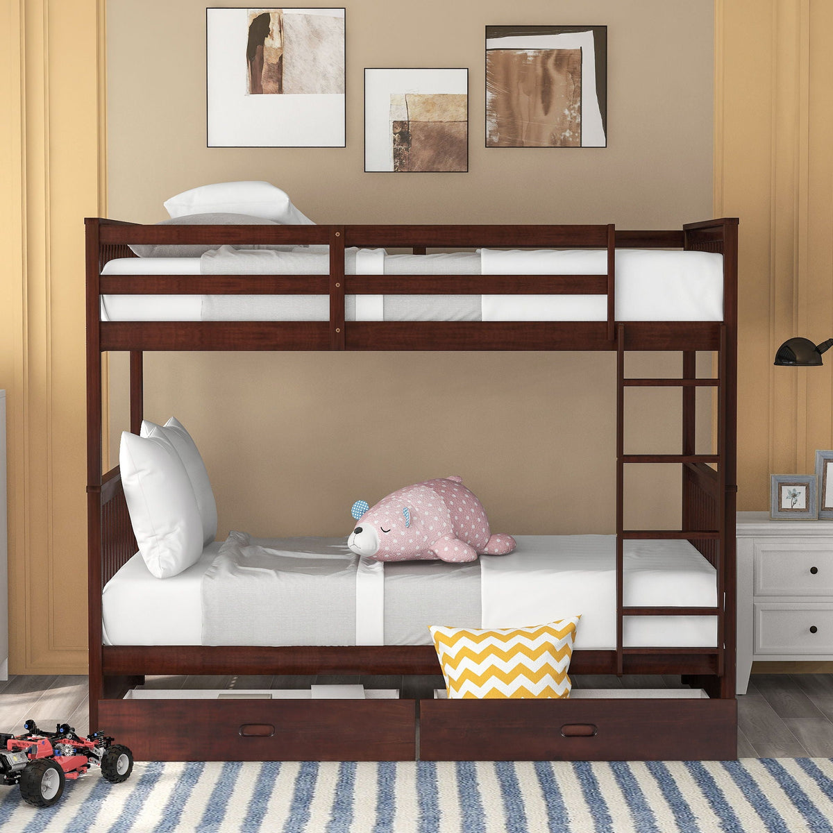 Bunk Bed With Ladders And 2 Storage Drawers by Unique Piece Furniture