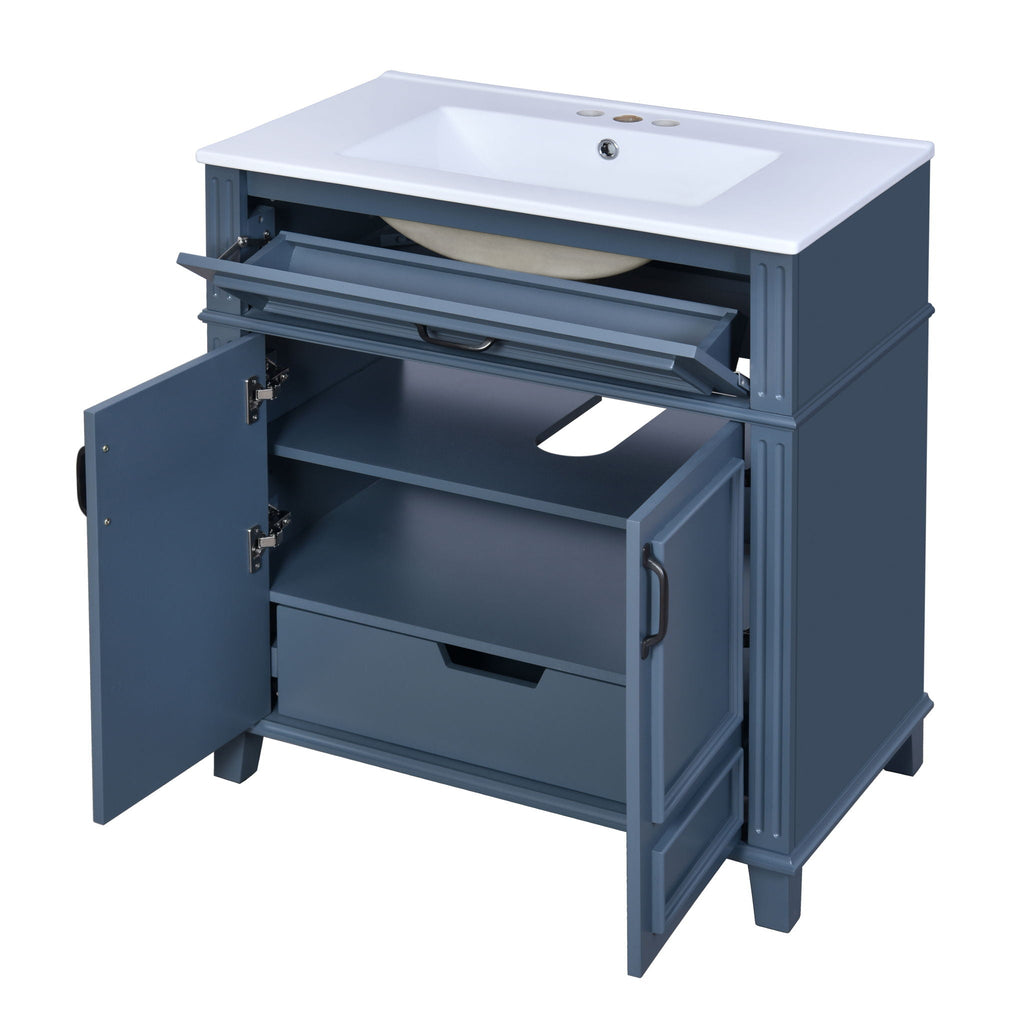 Bathroom Vanity With Sink Storage Cabinet - Blue by Unique Piece Furniture