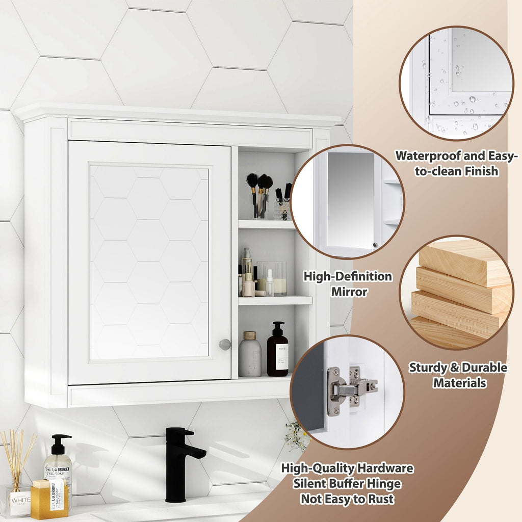 Wall Mounted Medicine Cabinet With Mirror And 3 Open Shelves by Unique Piece Furniture