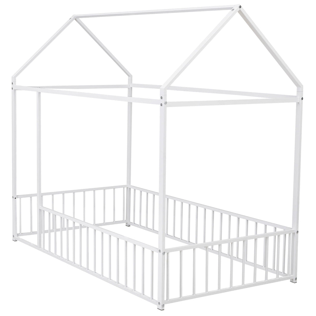 Metal Bed House Bed Frame With Fence by Unique Piece Furniture