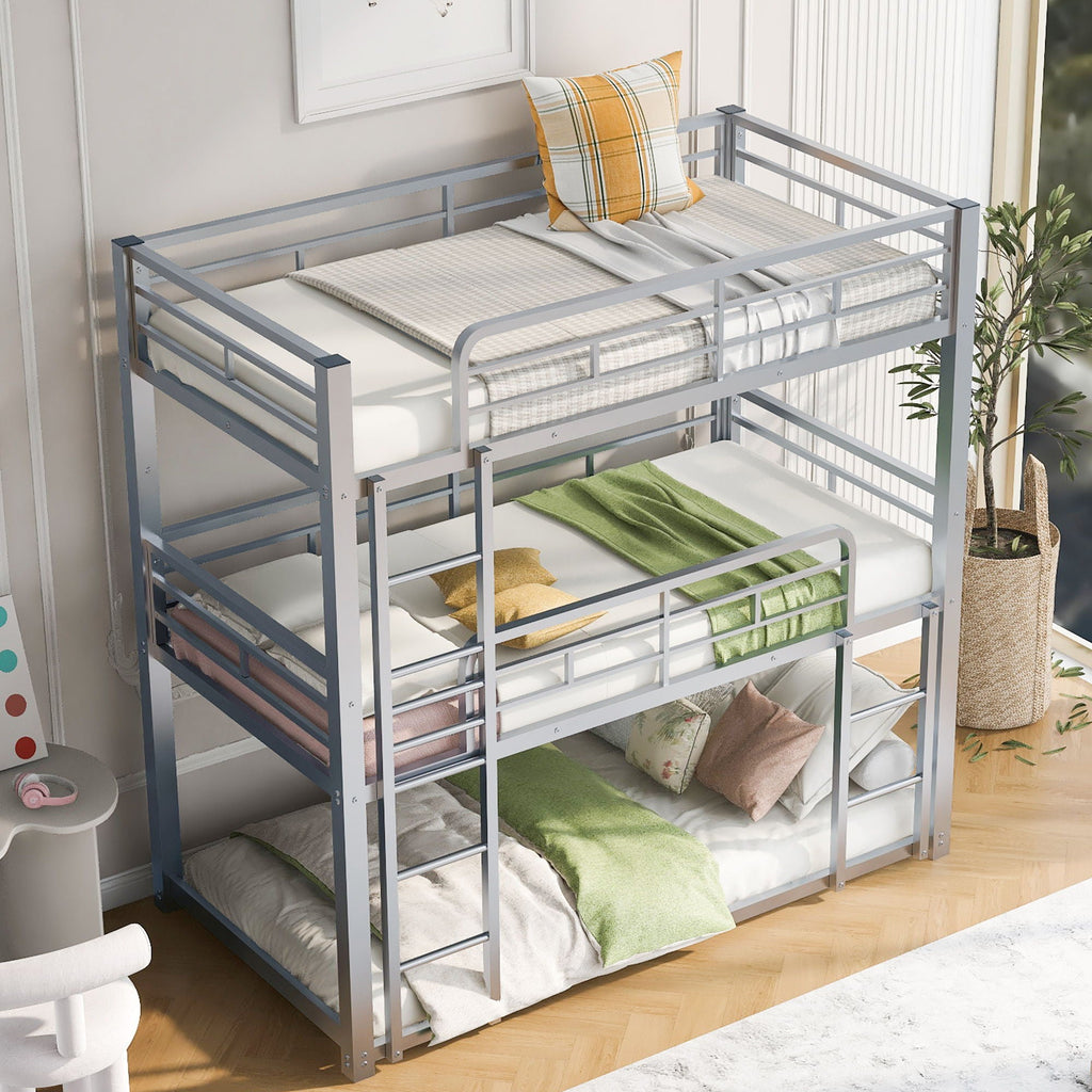 Triple Bunk Bed With Sturdy Construction And Space Saving Design by Unique Piece Furniture