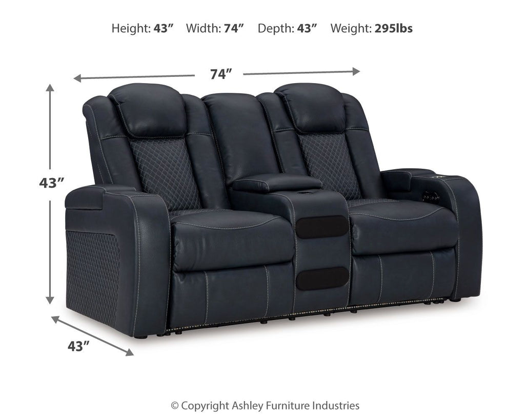 Fyne-dyme - Power Reclining Loveseat With Console/Adj Hdrst by Unique Piece Furniture