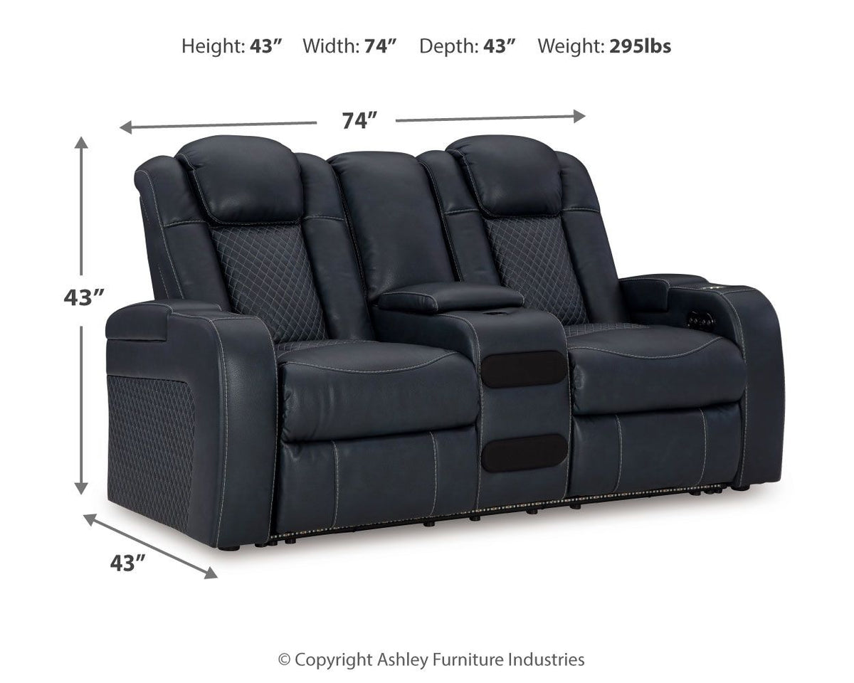 Fyne-dyme - Power Reclining Loveseat With Console/Adj Hdrst by Unique Piece Furniture