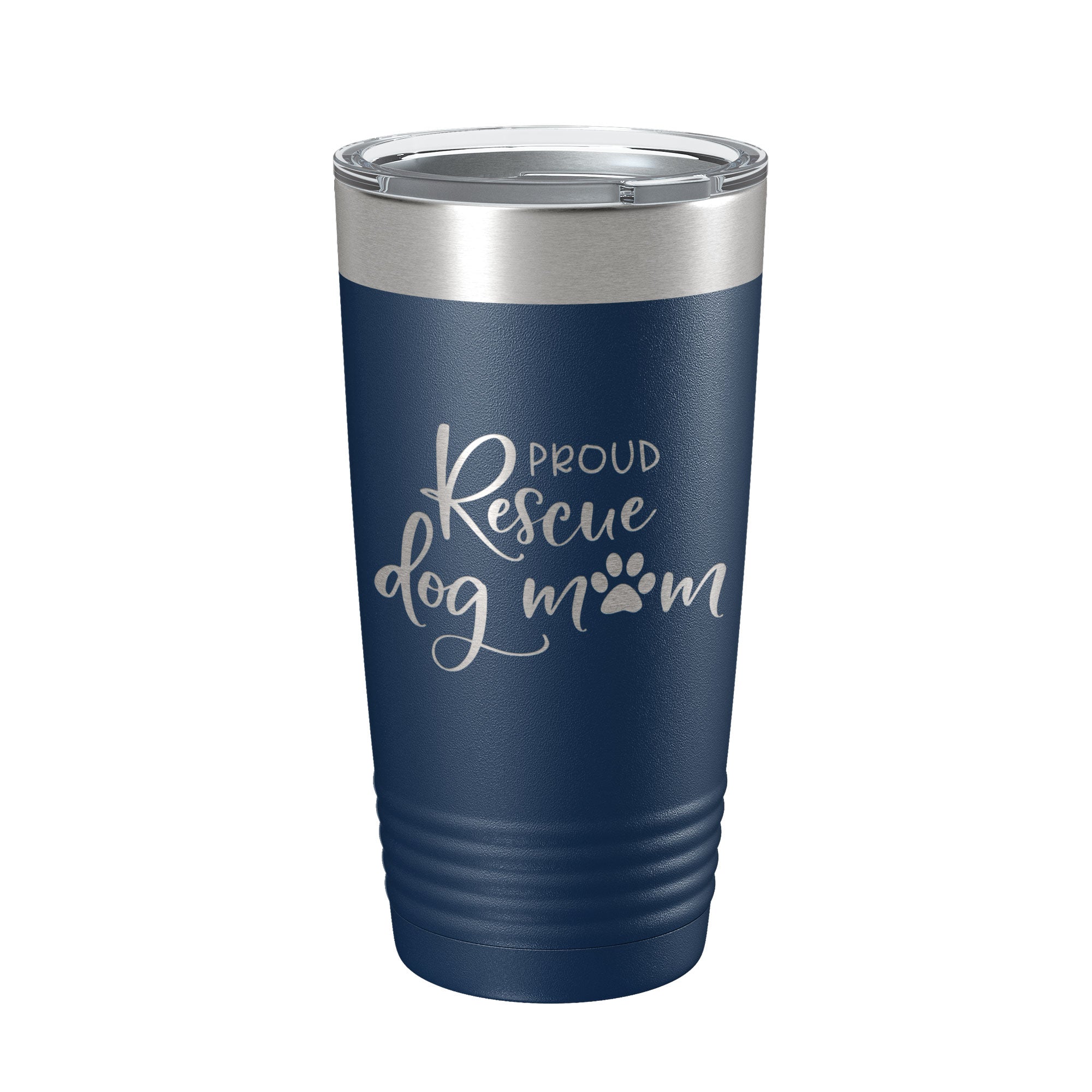 Proud Rescue Mom Tumbler Dog Travel Mug Gift Insulated Laser Engraved Coffee Cup 20 oz by CarveBright