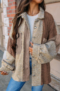 Pink Houndstooth Textured Patchwork Loose Shacket by Wild and Free Boutique