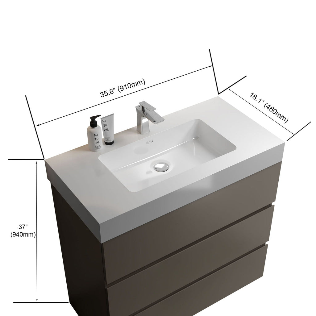 Alice - Bathroom Vanity With Sink, Large Storage Freestanding by Unique Piece Furniture