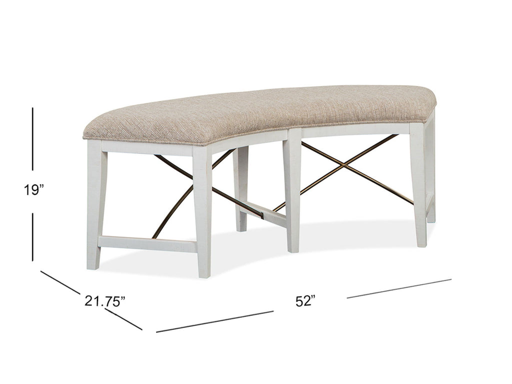 Heron Cove - Curved Bench With Upholstered Seat - Chalk White by Unique Piece Furniture