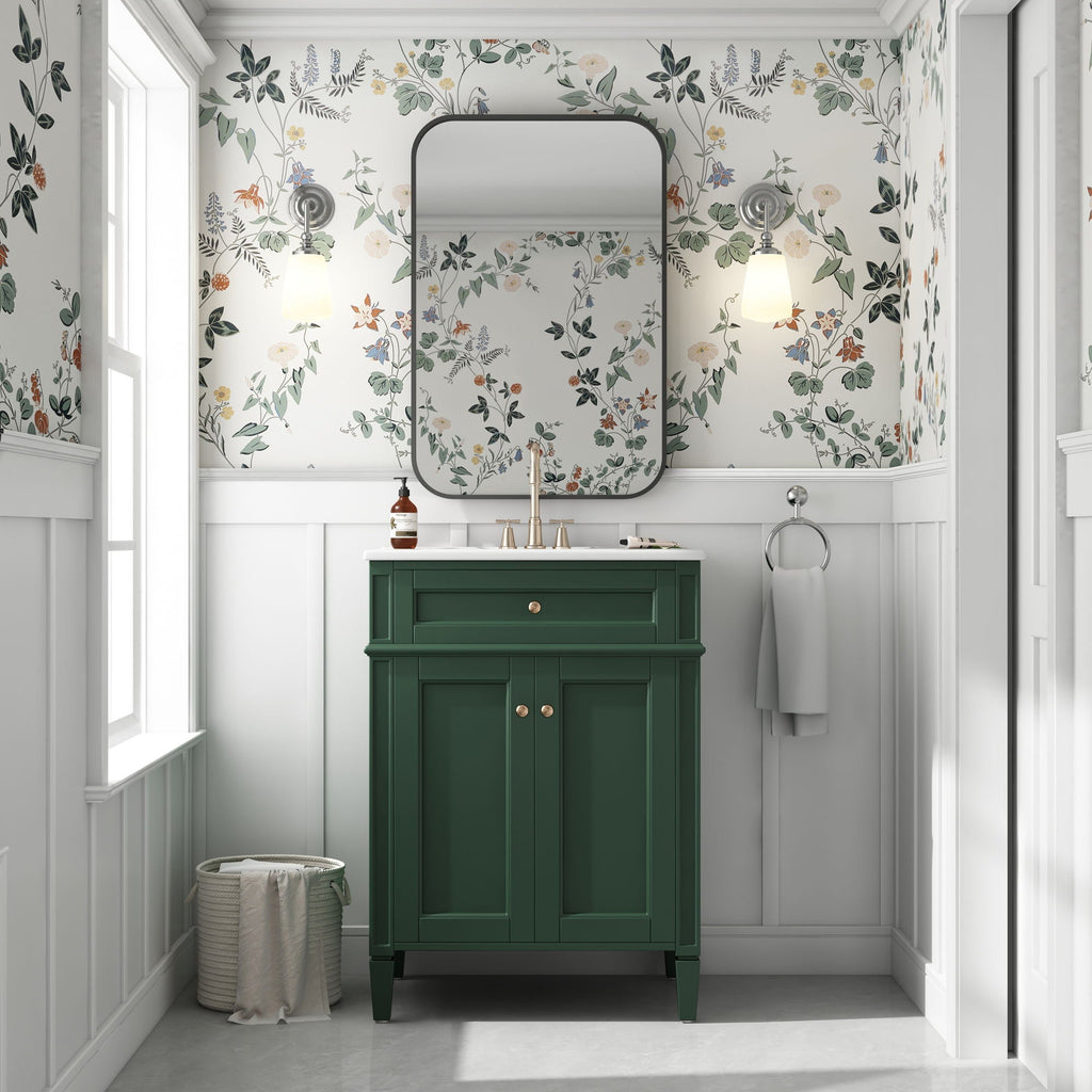 Bathroom Vanity With 2 Doors And Tip Out Drawer, Soft Closing Hinges by Unique Piece Furniture