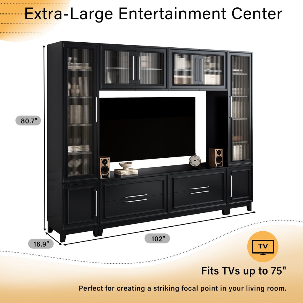 Wall Unit Modern Entertainment Center With Glass Doors by Unique Piece Furniture