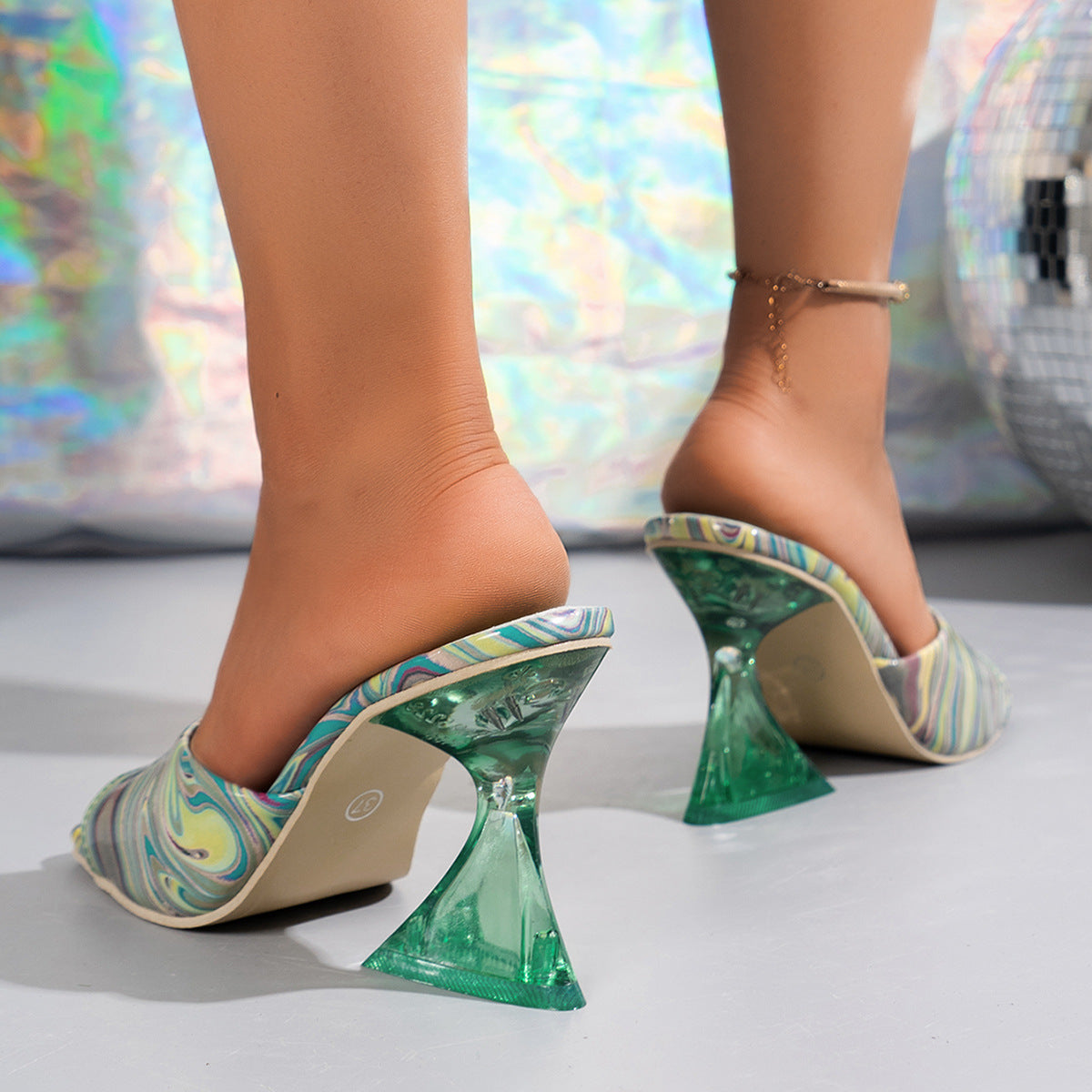 Contrast Peep Toe Mid Heels Sandals by Wild and Free Boutique