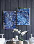 Framed Art Panels, Unique Marbled Design (Set of 2) - Blue by Unique Piece Furniture