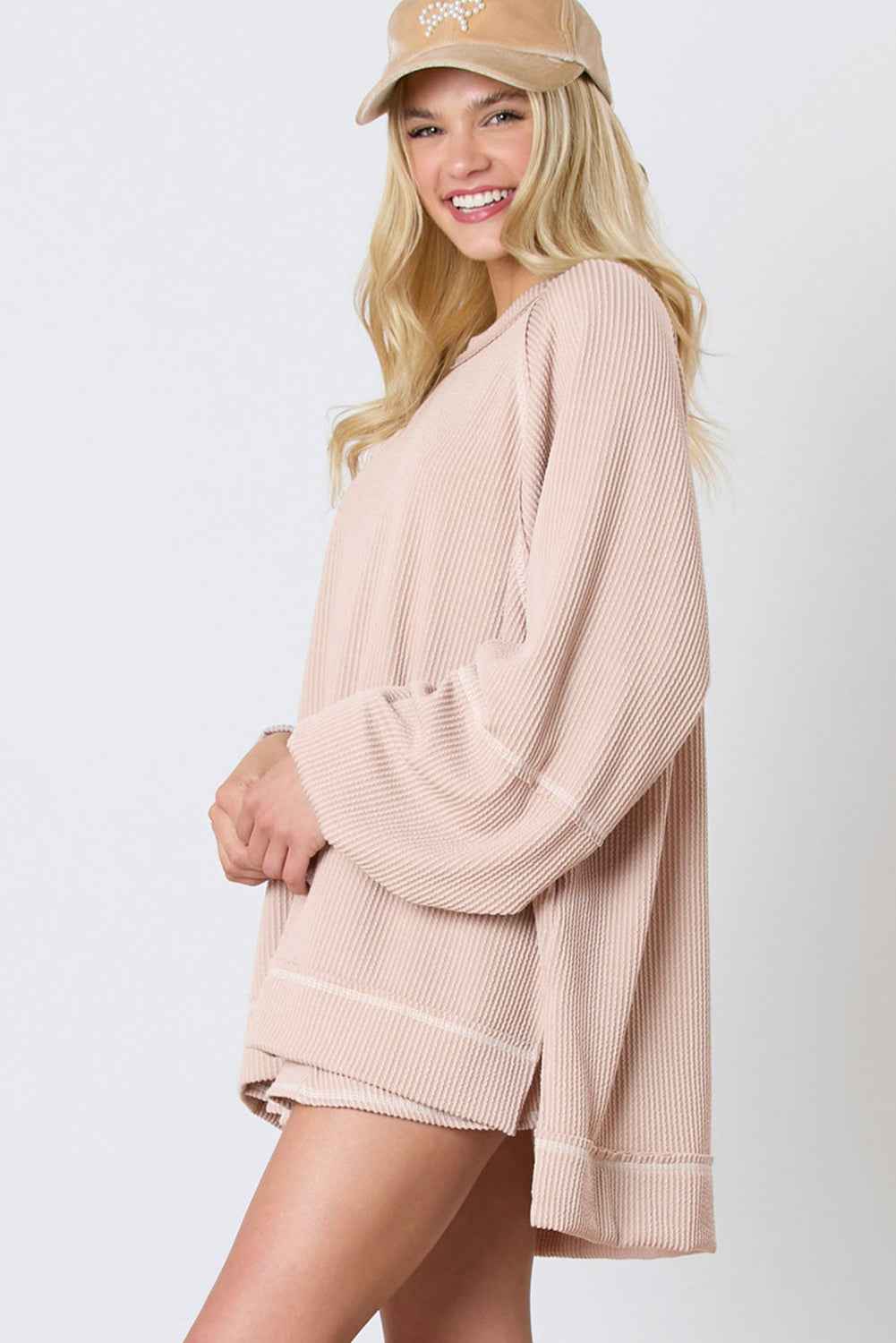 Jet Stream Corded Lantern Sleeve Top High Waist Ruffled Mini Skirt Set by Wild and Free Boutique