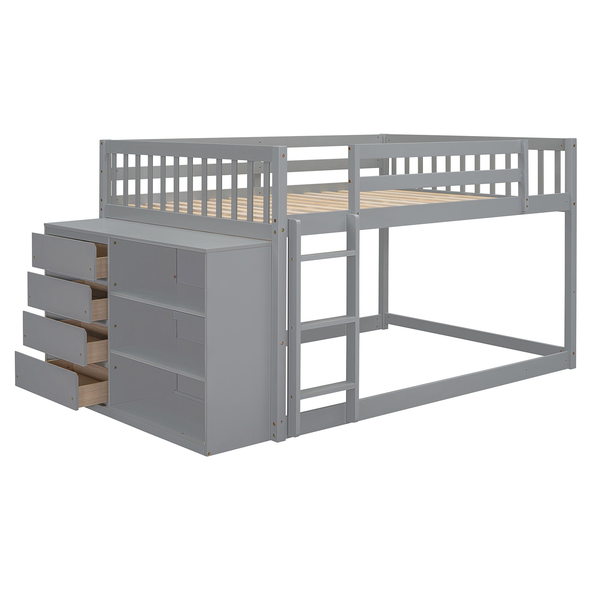 Bunk Bed With 4 Drawers And 3 Shelves by Unique Piece Furniture