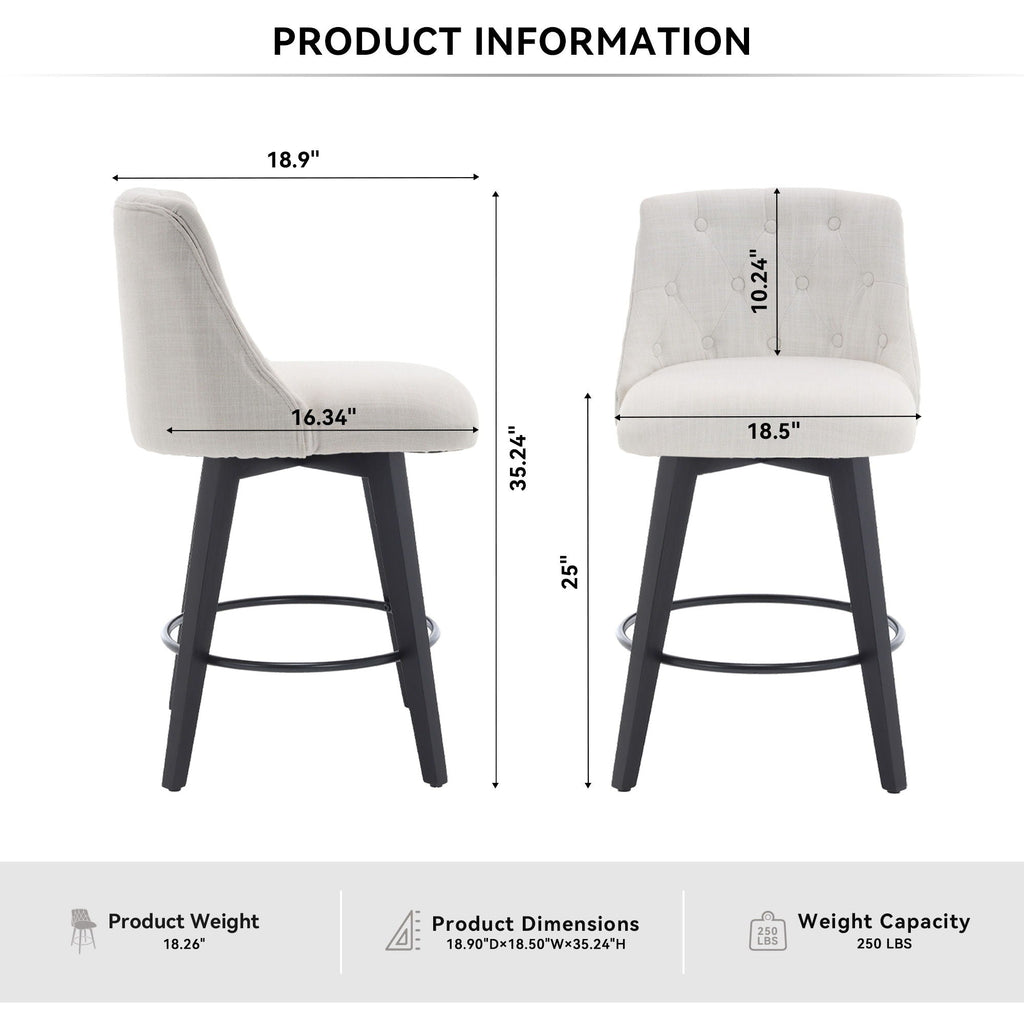 Swivel Bar Stools & Button Tufted Back (Set of 2) by Unique Piece Furniture