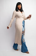 Deliah Plus Size Rib Knit Cardigan With Button Up Front by Blaire Shops