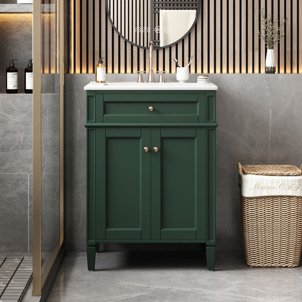 Bathroom Vanity With 2 Doors And Tip Out Drawer, Soft Closing Hinges by Unique Piece Furniture