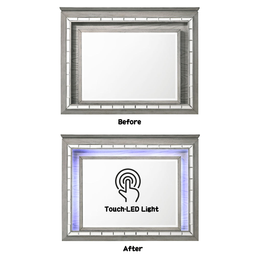 Antares - Mirror With LED - Light Gray by Unique Piece Furniture