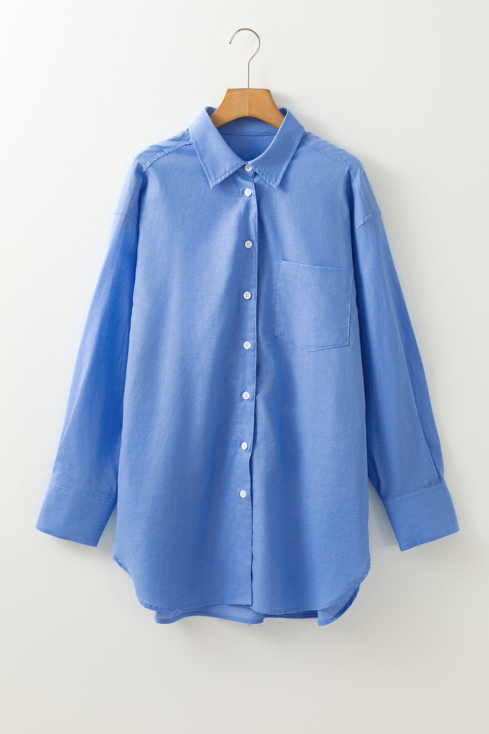 Blue Boyfriend Chest Pocket Tunic Shirt by Wild and Free Boutique