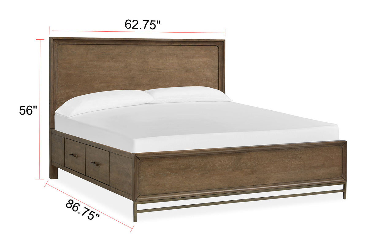Lindon - Complete Panel Bed With Storage Rails - Belgian Wheat by Unique Piece Furniture