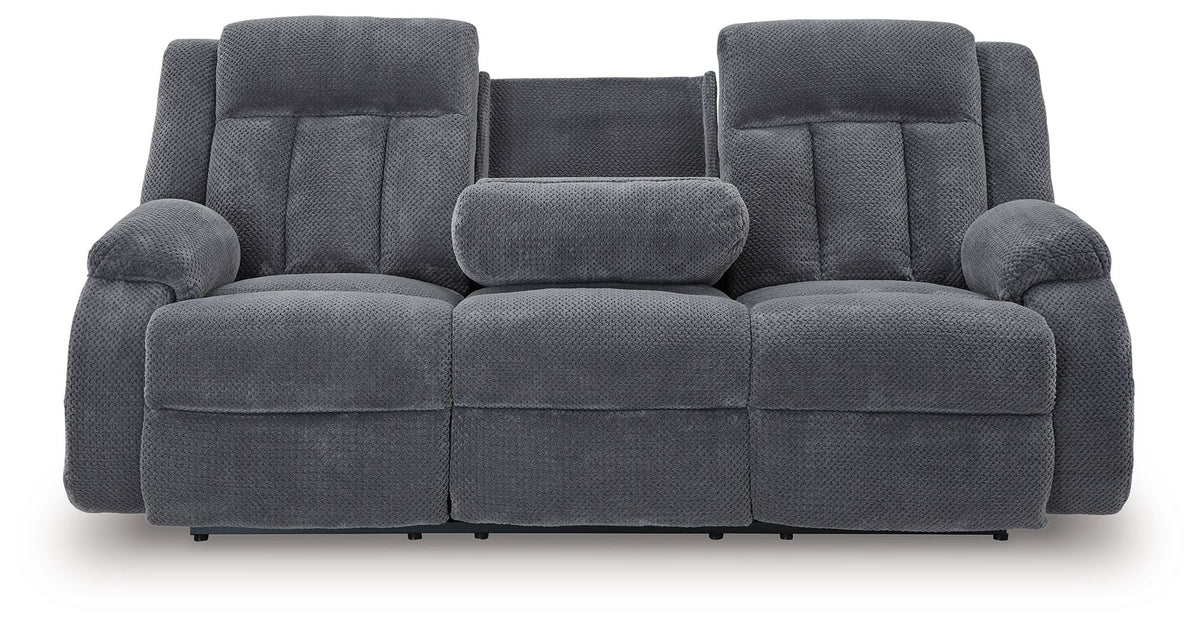 Observation - Reclining Power Sofa With Drop Down Table - Steel by Unique Piece Furniture