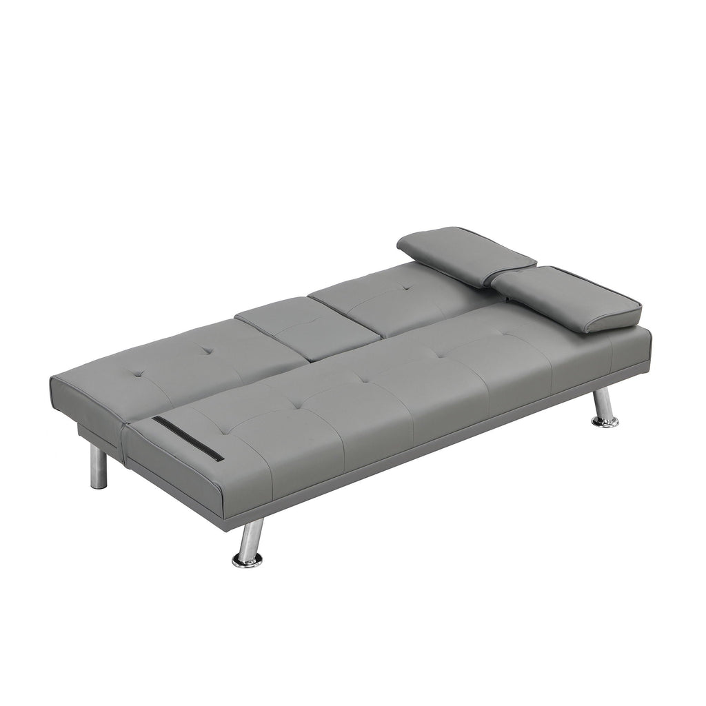 Modern Sofa Bed With Armrest 2 Holders, Wood Frame & Stainless Leg by Unique Piece Furniture